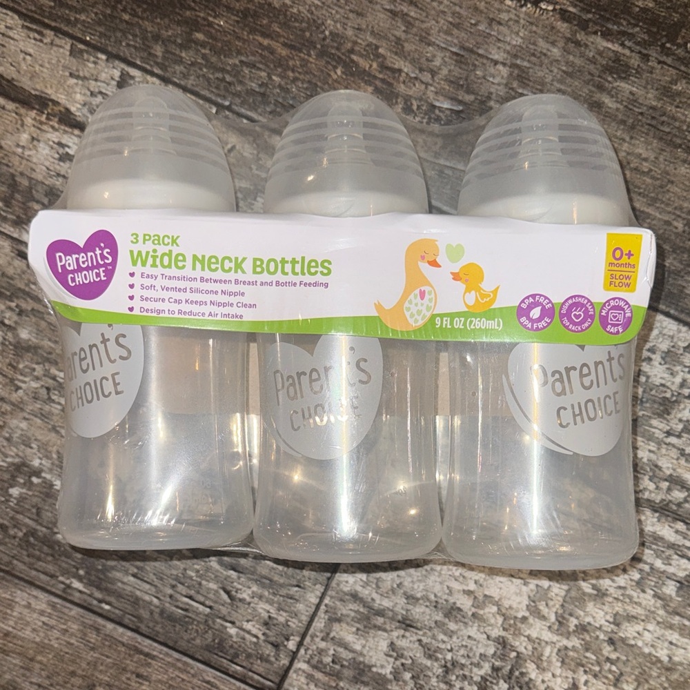 Parents Choice 3-Pack Wide Neck Bottles